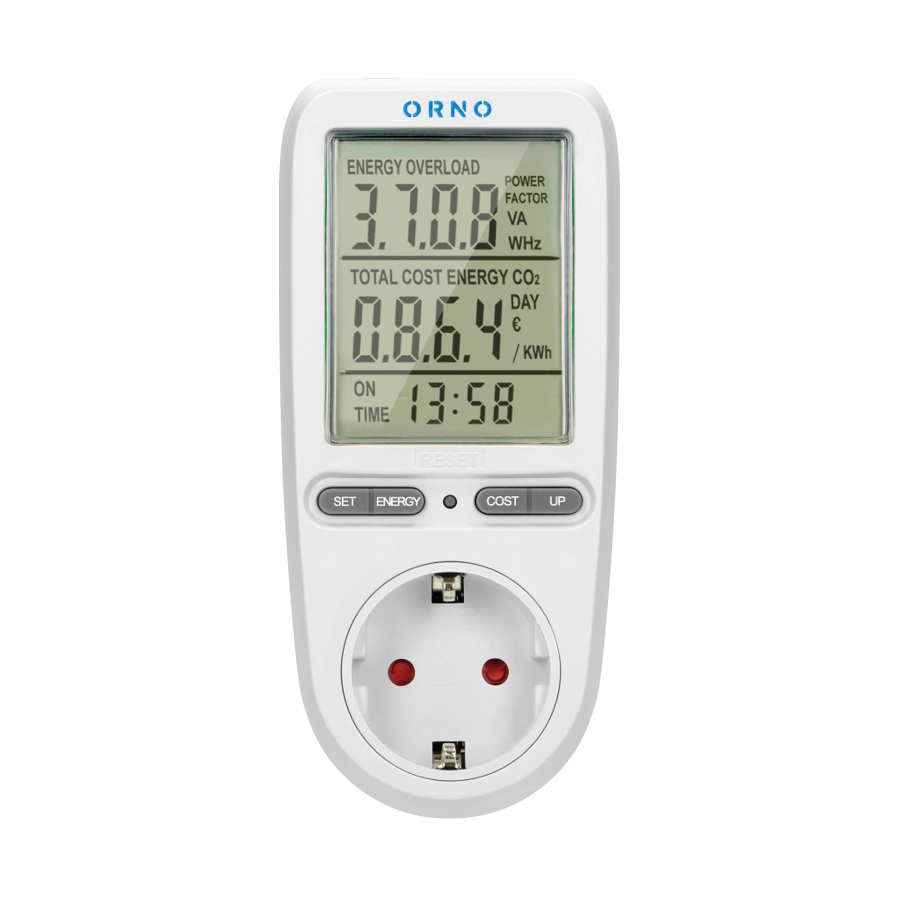 Energy calculator with LCD display, schuko