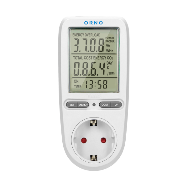 Energy calculator with LCD display, schuko