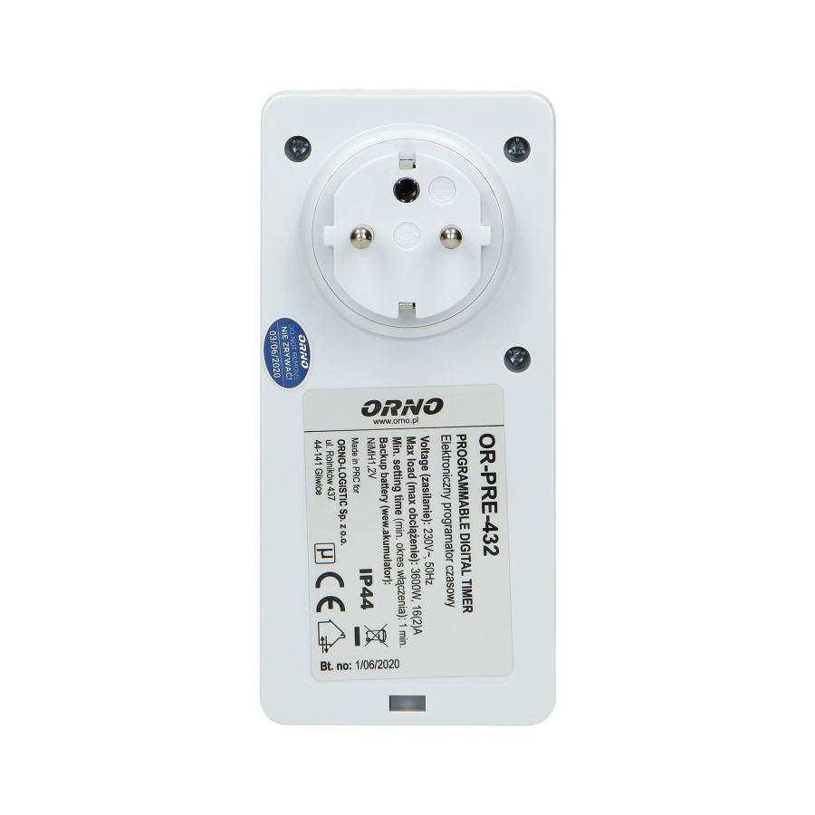 Weekly digital timer with LCD display, IP44