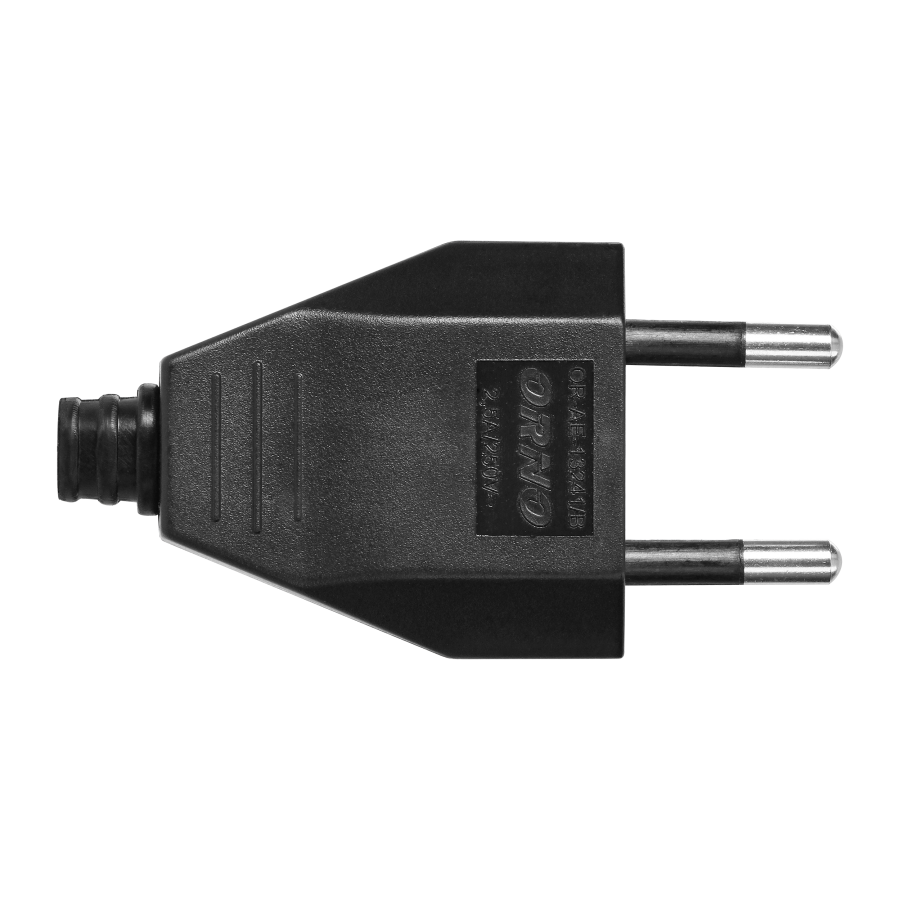 Wtyczka płaska bez uziemienia, 2,5A, 250V, czarny poliwęglan, 50 sztuk