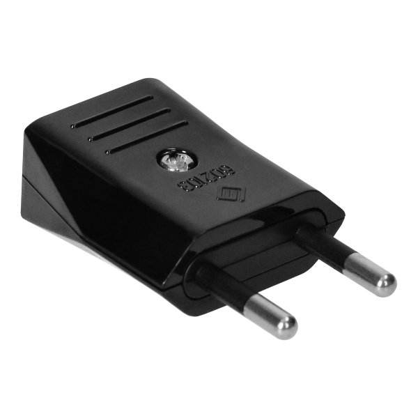 Flat plug without earthing pins, 2,5A, 250V, black