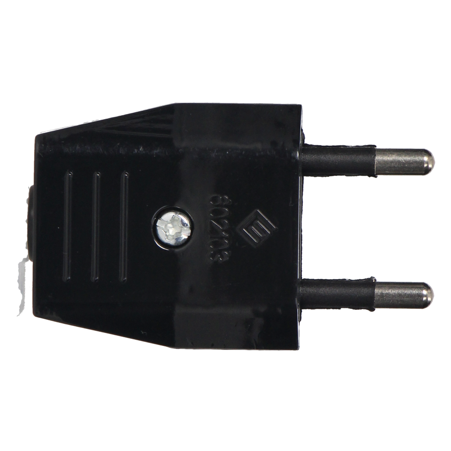 Flat plug without earthing pins, 2,5A, 250V, black