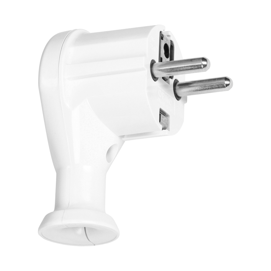 Angled plug 2P+Z, Uni-Schuko, white