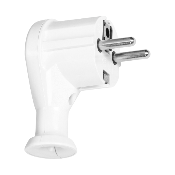 Angled plug 2P+Z, Uni-Schuko, white