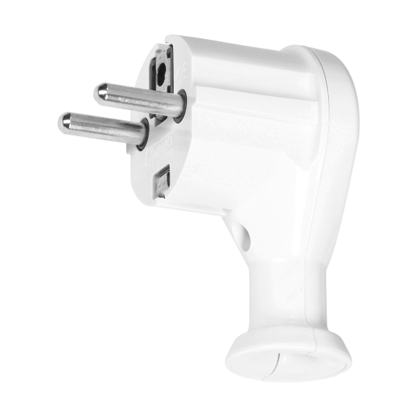 Angled plug 2P+Z, Uni-Schuko, white, 24 pcs.