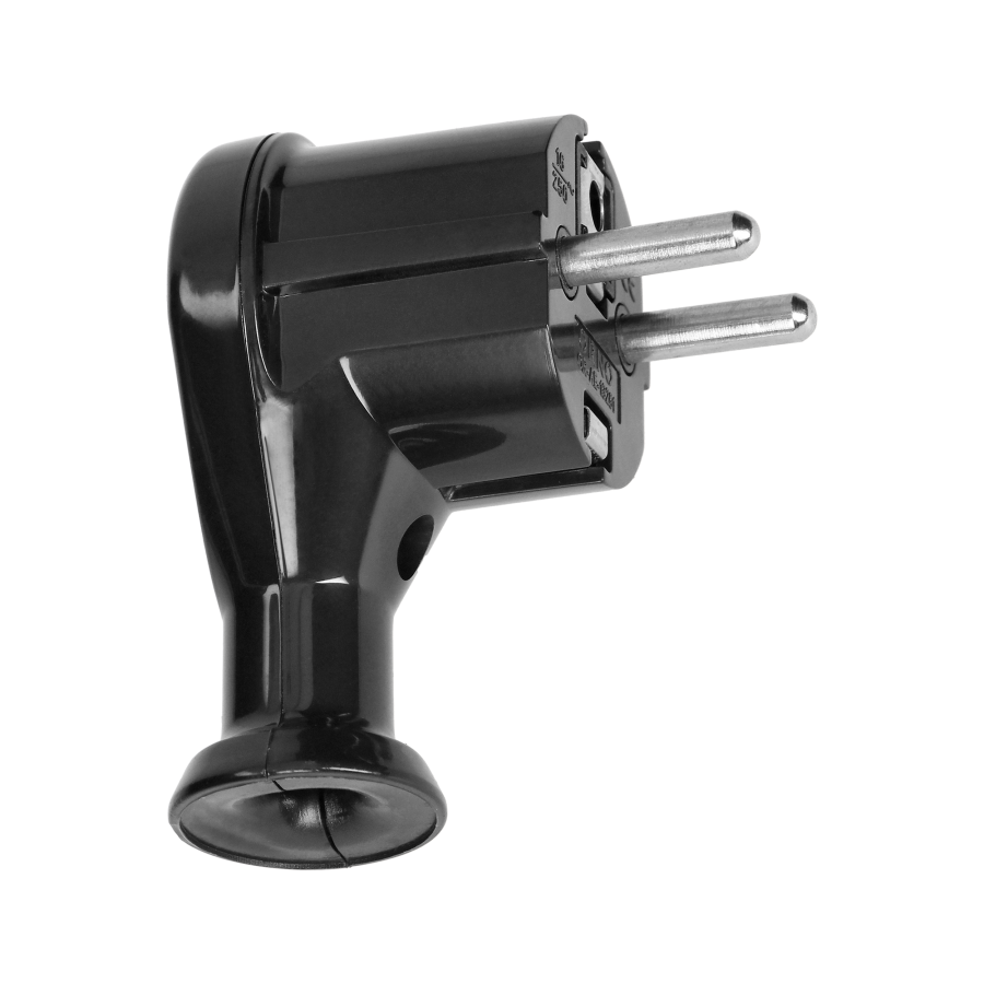 Angled plug 2P+Z, Uni-Schuko, black