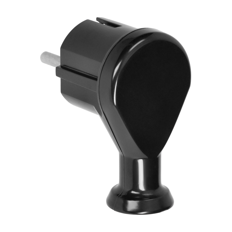 Angled plug 2P+Z, Uni-Schuko, black