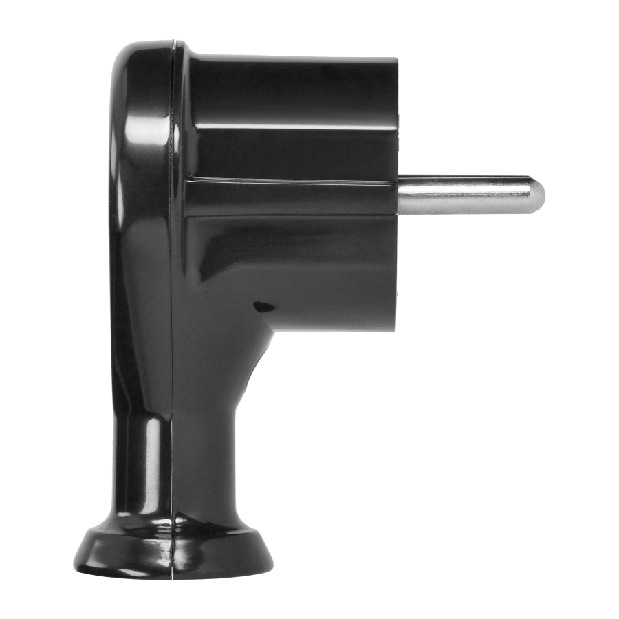 Angled plug 2P+Z, Uni-Schuko, black