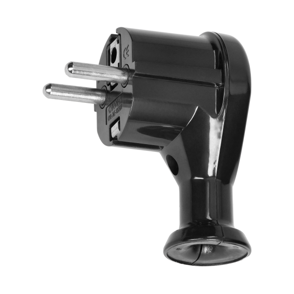 Angled plug 2P+Z, Uni-Schuko, black, 24 pcs.