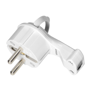 Uni-Schuko plug with handle, white