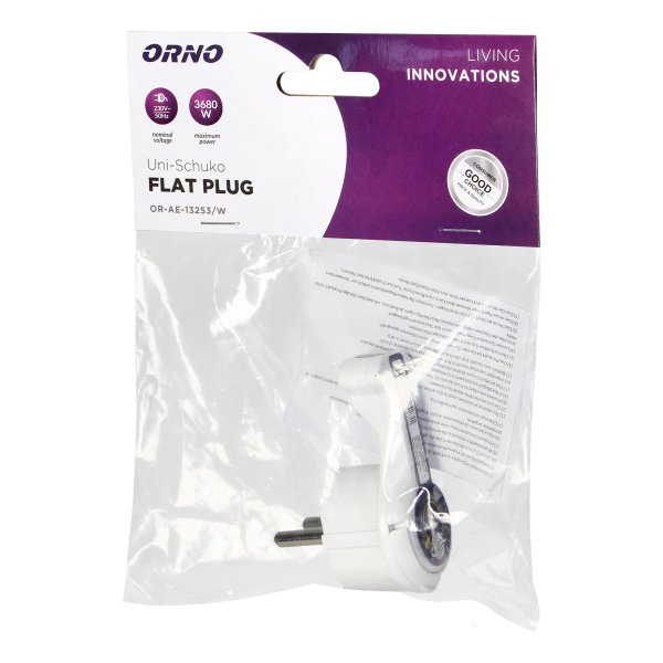 Wtyczka Uni-Schuko z uchem, biała