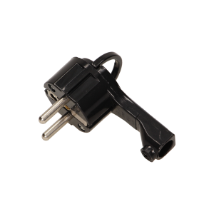 Flat plug with handle, black