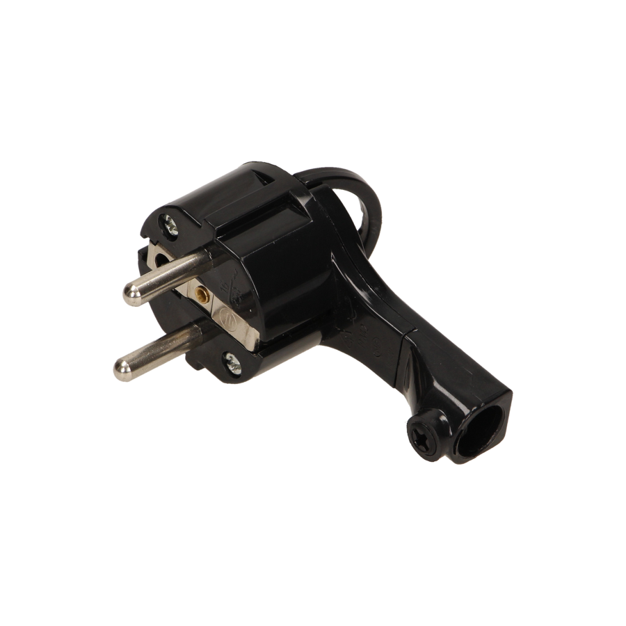 Flat plug with handle, black
