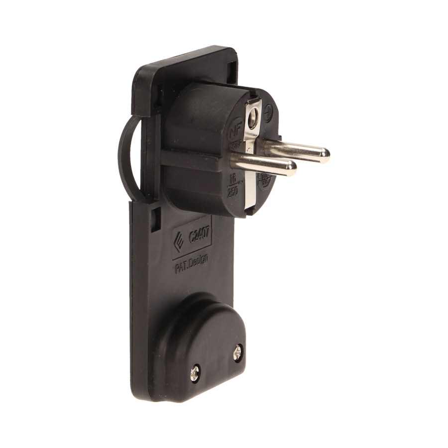 Flat plug with handle, black