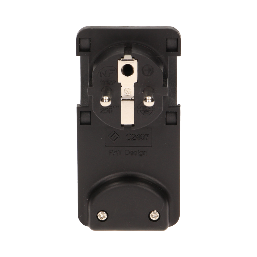 Flat plug with handle, black