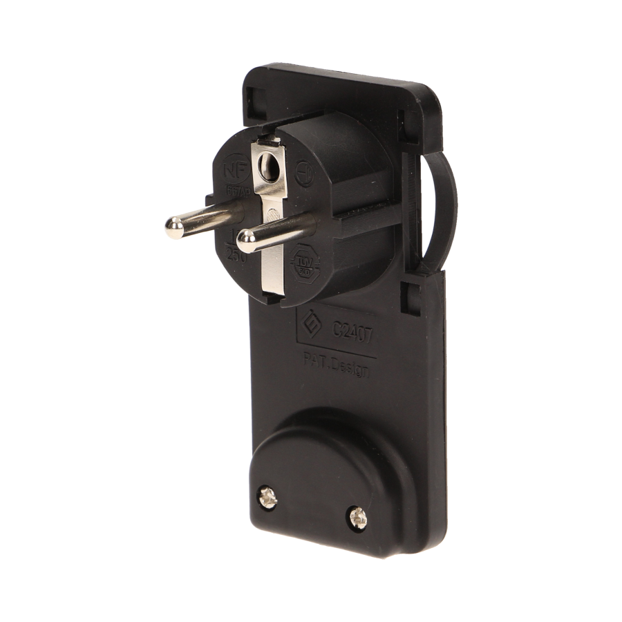 Flat plug with handle, black