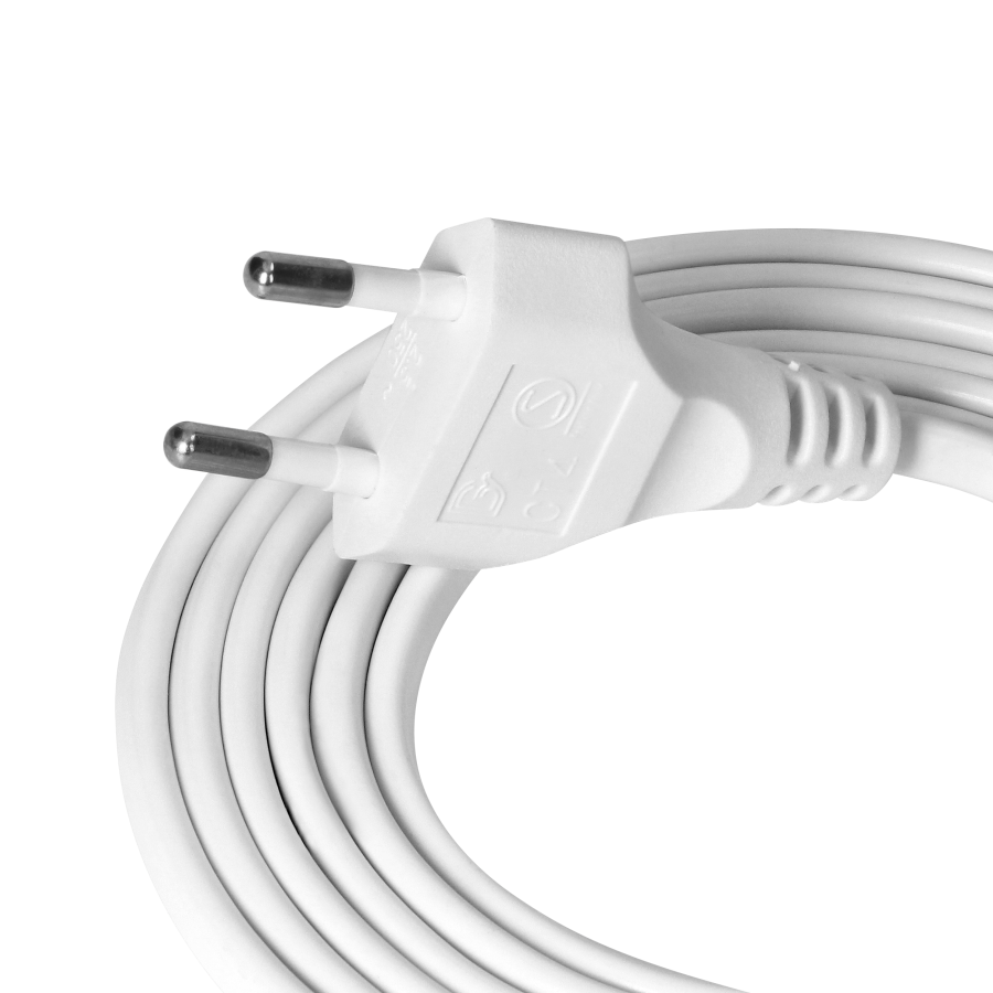 Connection cable, EURO plug 2P, 2x0.75mm2, 1.9m, white