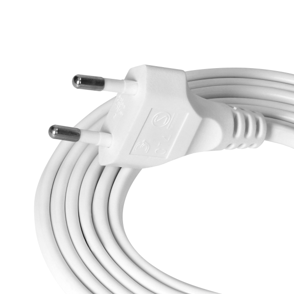 Connection cable, EURO plug 2P, 2x0.75mm2, 1.9m, white