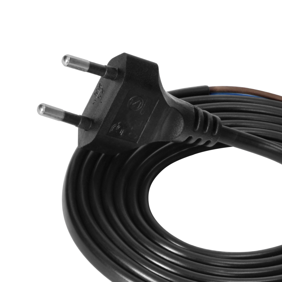 Connection cable, EURO plug 2P, 2x0.75mm2, 1.9m, black