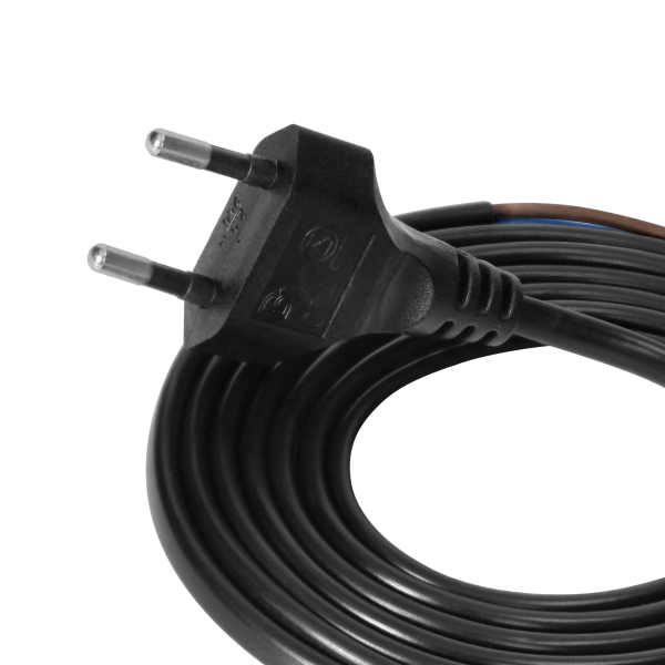 Connection cable, EURO plug 2P, 2x0.75mm2, 1.9m, black
