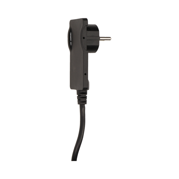 Flat plug with handle and cable, black