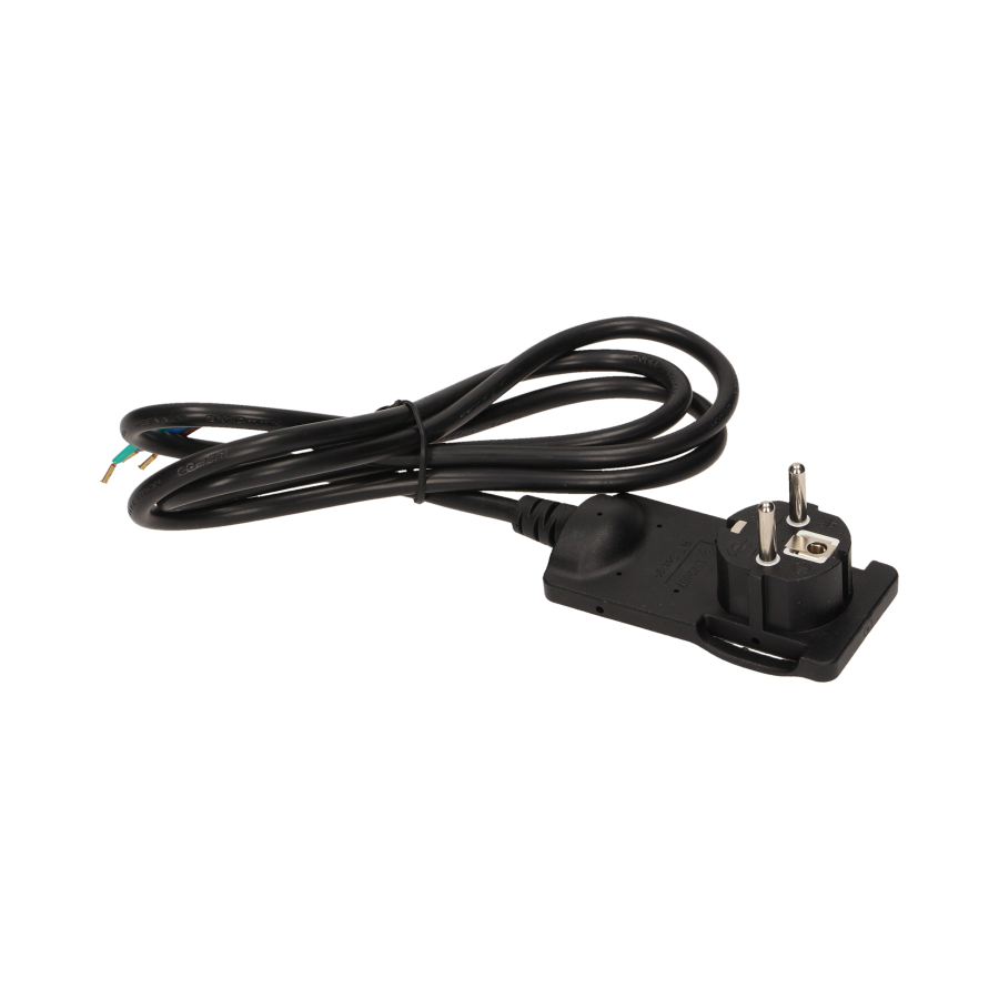 Flat plug with handle and cable, black