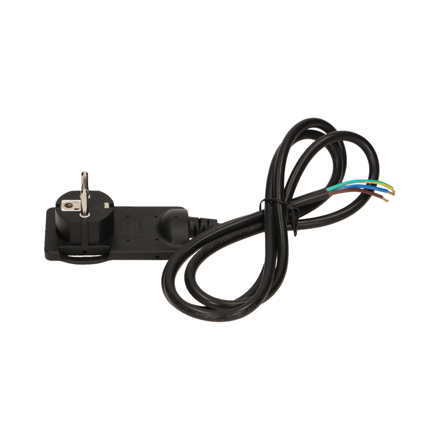 Flat plug with handle and cable, black