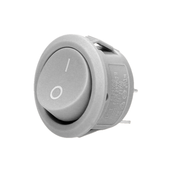 Rocker switch, round, grey Rocker switch, round, grey