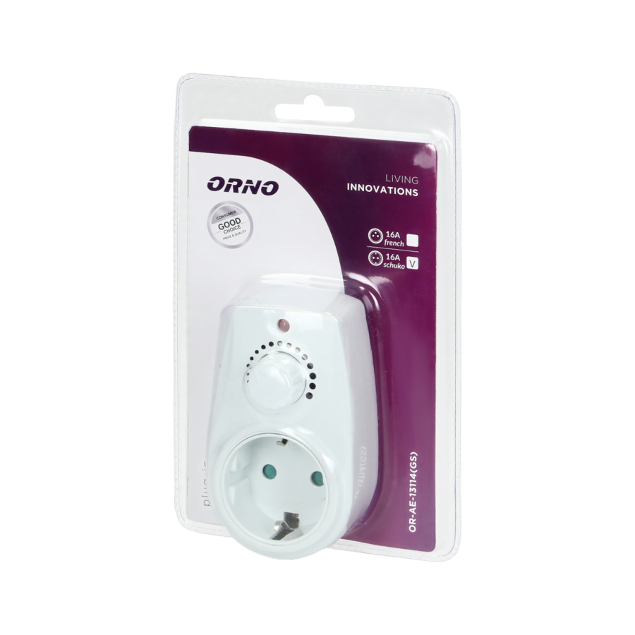 Plug-in dimmer switch with additional power socket (Schuko), max.280W