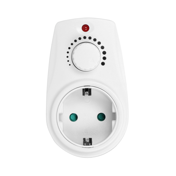 Plug-in dimmer switch with additional power socket (Schuko), max.280W Plug-in dimmer switch with additional power socket (Schuko), max.280W