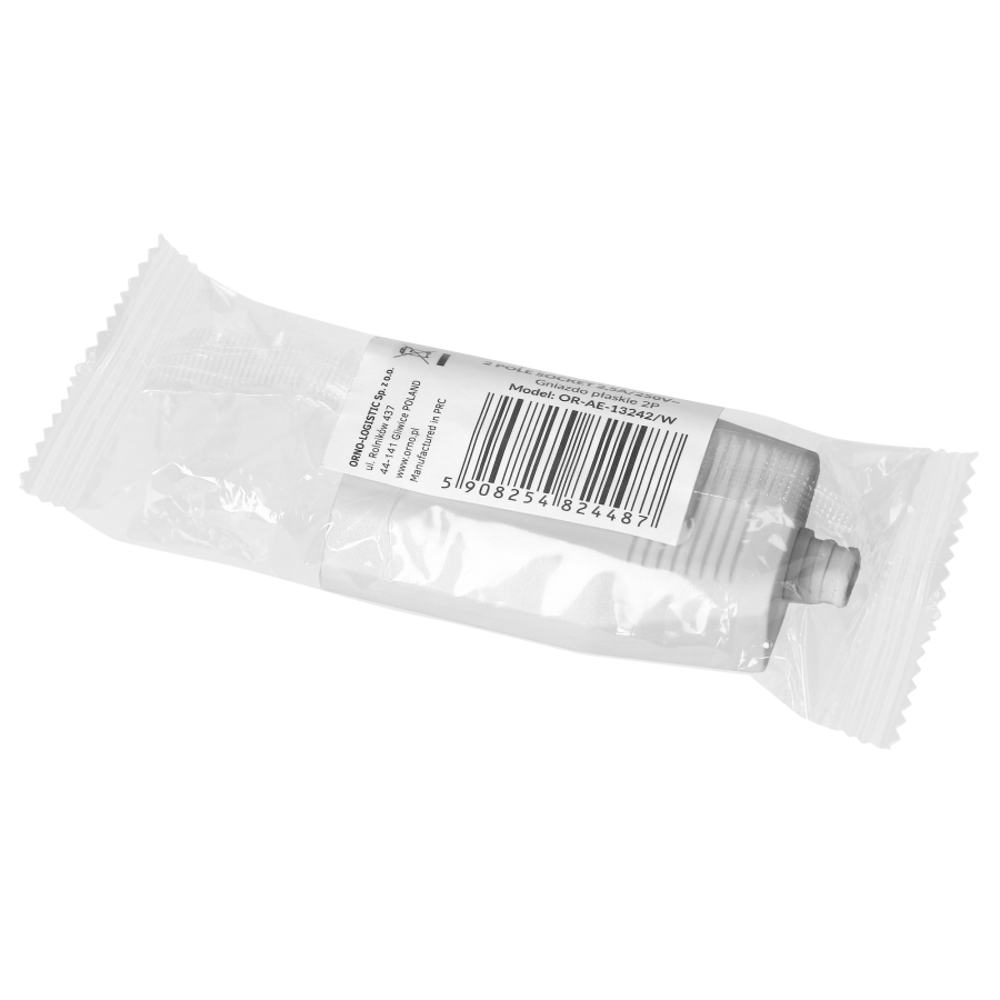 Flat power socket without earthing pins 2,5A, 250V, white, polycarbonate, 1 pcs