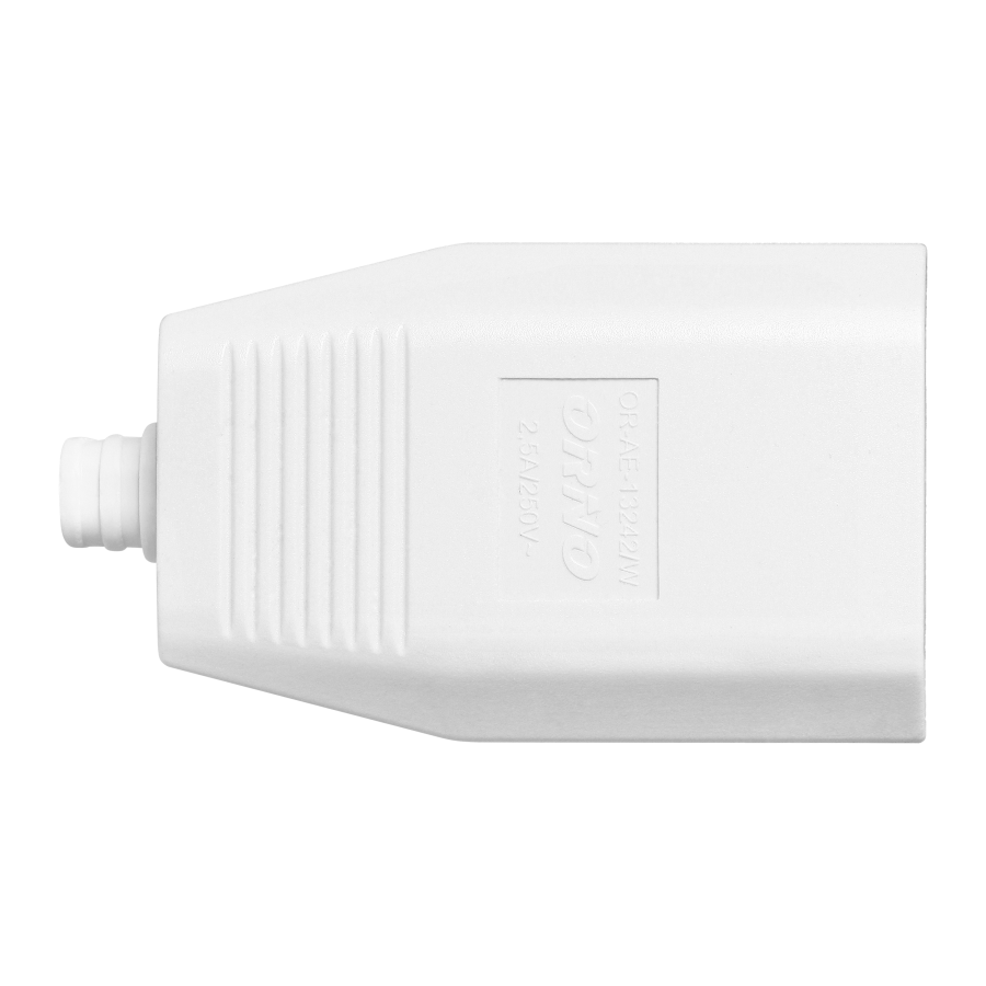 Flat power socket without earthing pins 2,5A, 250V, white, polycarbonate, 50 pcs