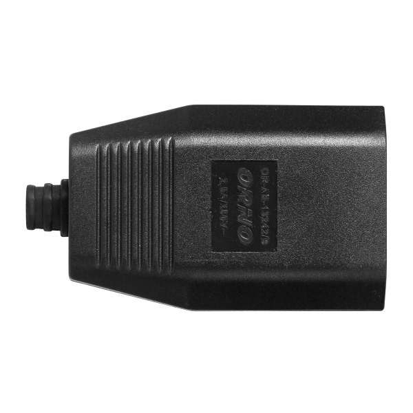 Flat power socket without earthing pins 2,5A, 250V, black, polycarbonate, 50 pcs