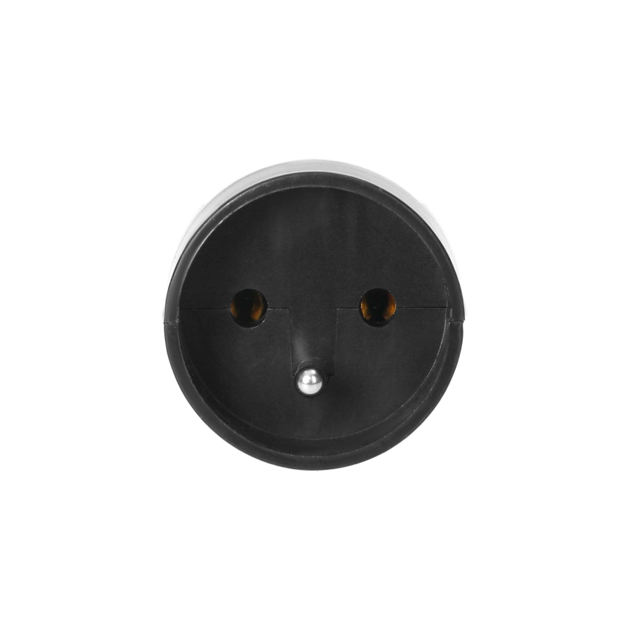 Single, dismountable, portable socket, 16A, 250V, 2P+E, black