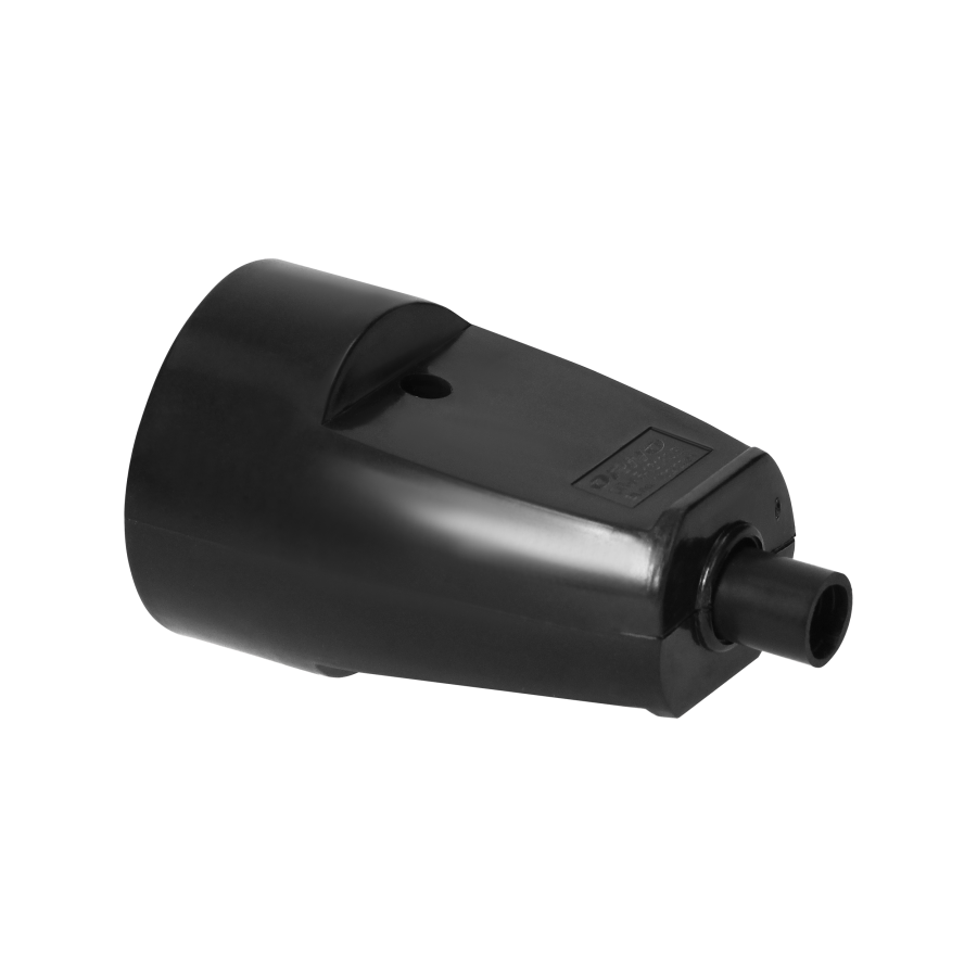 Single, dismountable, portable socket, 16A, 250V, 2P+E, black