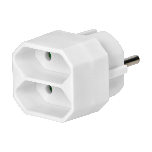 Rozgałęźnik 2x2P euro, biały