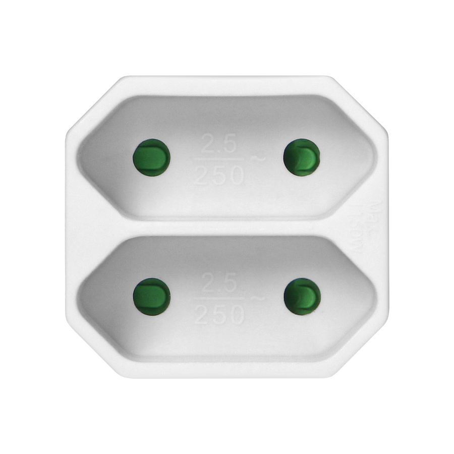 Rozgałęźnik 2x2P euro, biały, 20 szt.