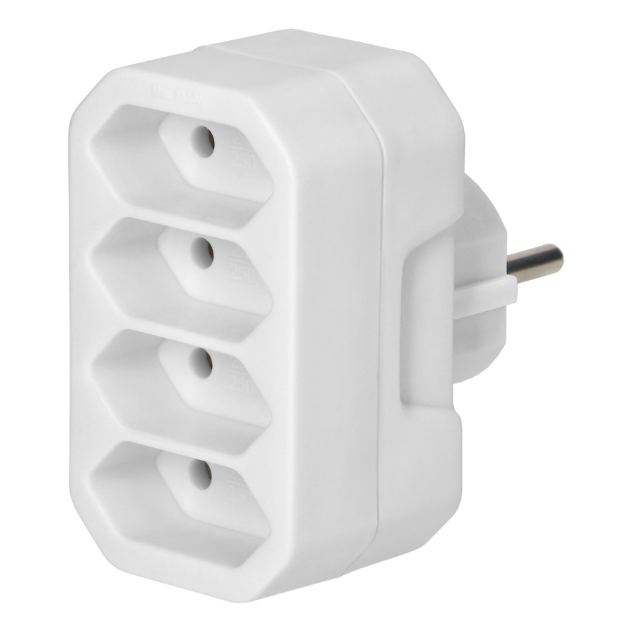 Socket splitter 4x2P euro, white