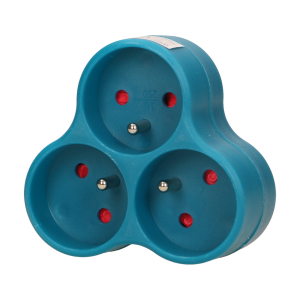 Triple socket outlet, turquoise