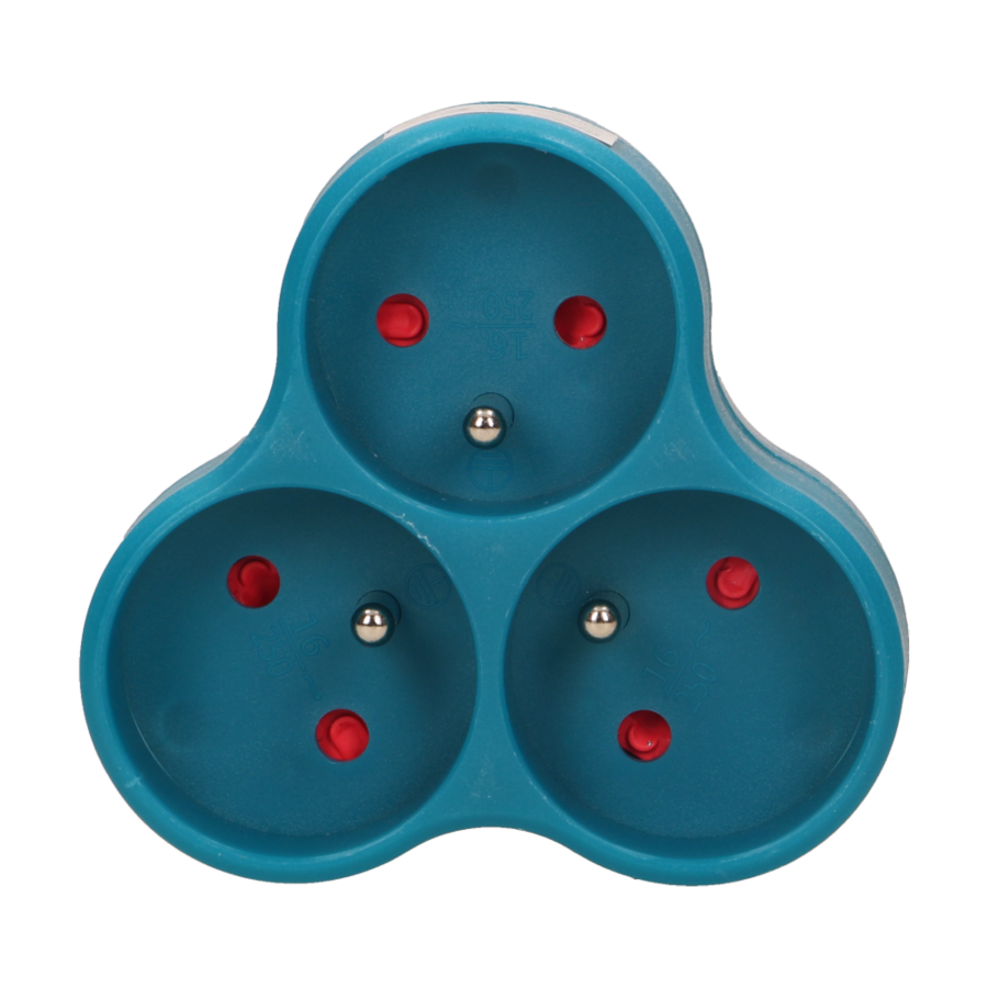 Triple socket outlet, turquoise