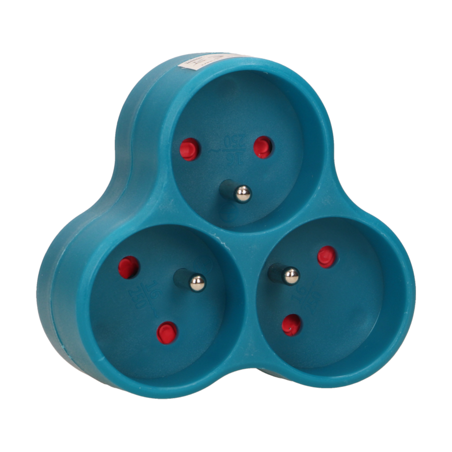 Triple socket outlet, turquoise