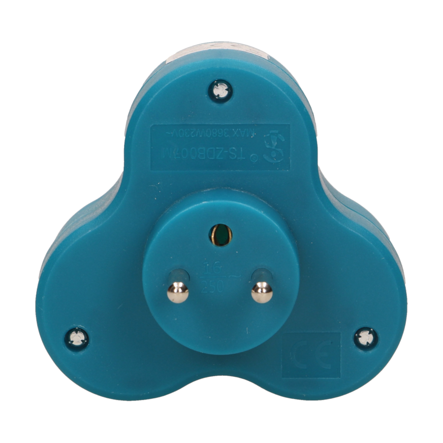 Triple socket outlet, turquoise