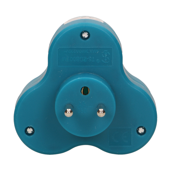 Triple socket outlet, turquoise