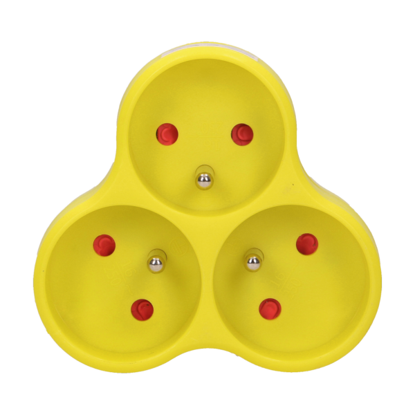 Triple socket outlet, yellow