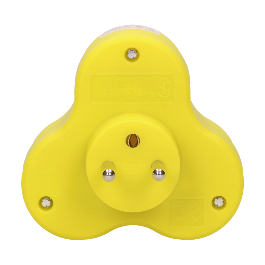 Triple socket outlet, yellow