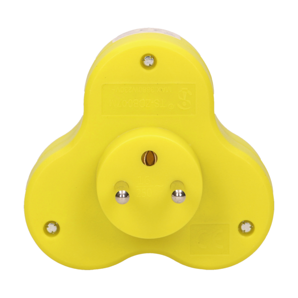Triple socket outlet, yellow