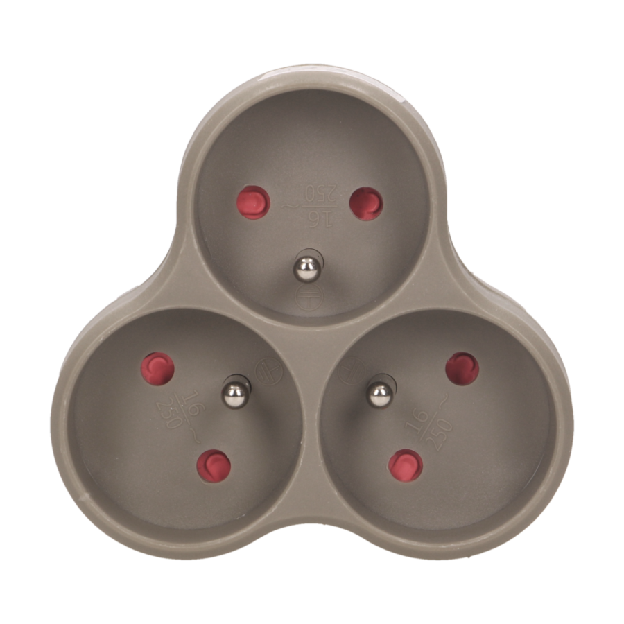Triple socket outlet, gray