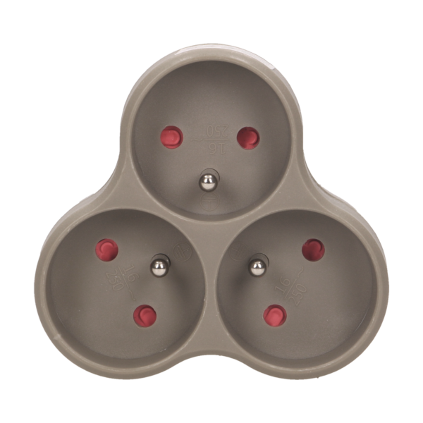 Triple socket outlet, gray