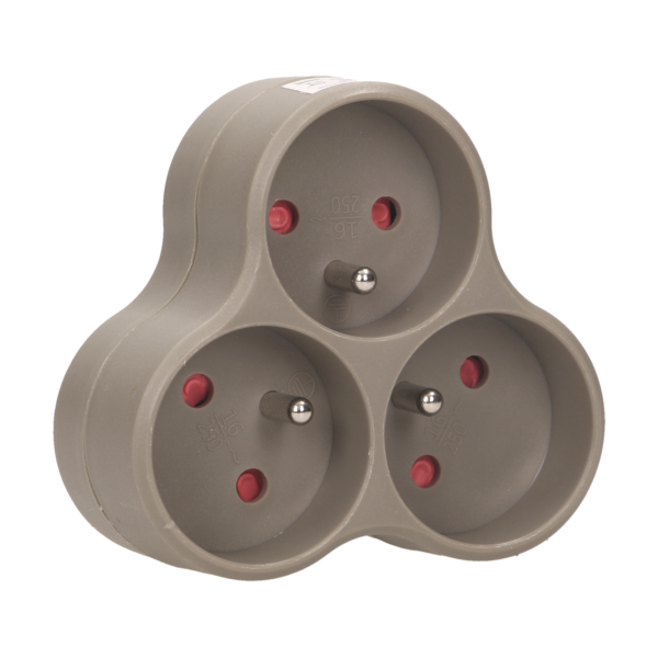 Triple socket outlet, gray