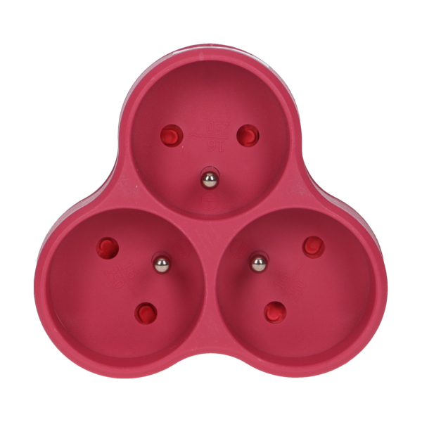 Triple socket outlet, pink